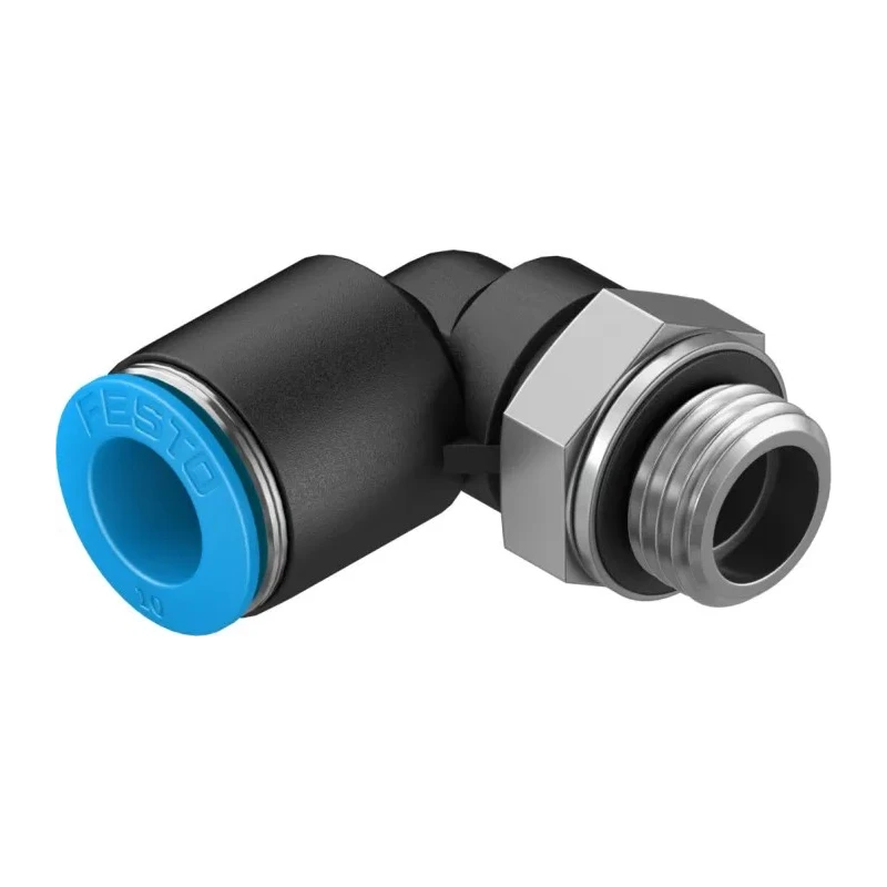 Festo Nickel Plated Brass Pneumatic Fitting Male G 1/4 Thread, 12mm Push-in Tube, 90° Angle QSL-G1/4-12