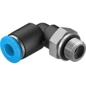 Festo Nickel Plated Brass Pneumatic Fitting, Male, G 1/8 in Thread, 6mm Push-in Tube, QSL-G1/8-6