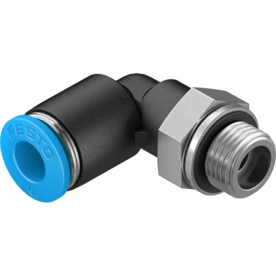 Festo Nickel Plated Brass Pneumatic Fitting, Male, G 1/8 in Thread, 6mm Push-in Tube, QSL-G1/8-6