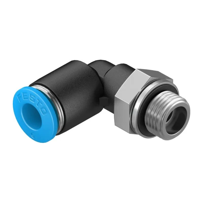 Festo Nickel Plated Brass Pneumatic Fitting, Male, G 1/8 in Thread, 6mm Push-in Tube, QSL-G1/8-6