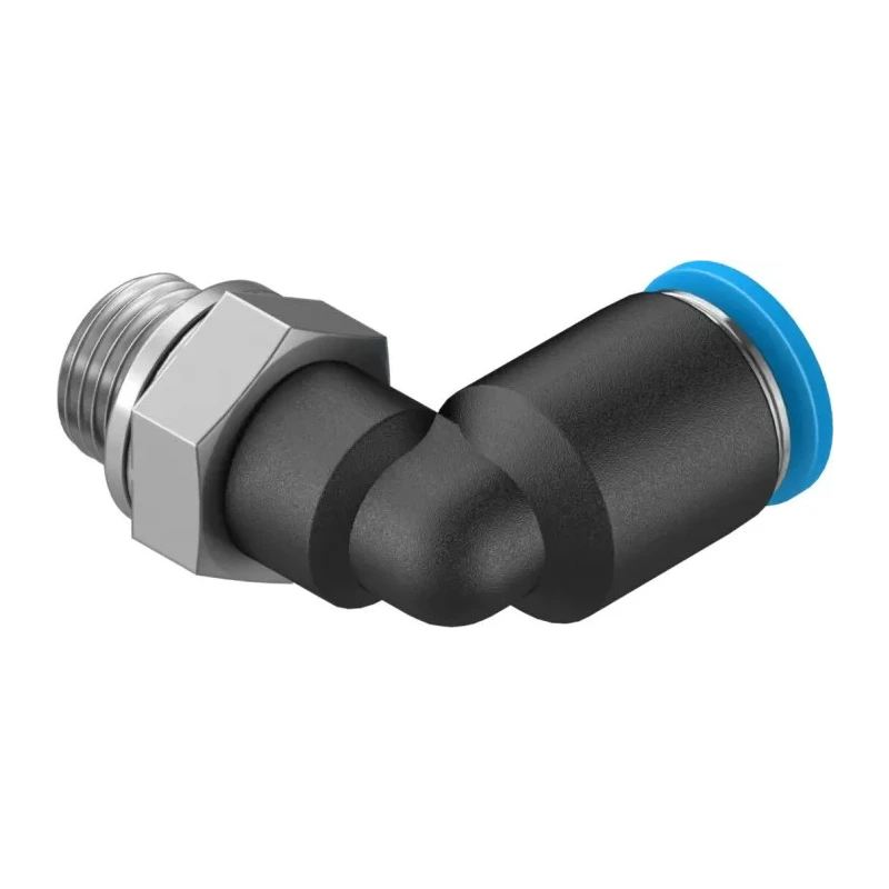 Festo Nickel Plated Brass Pneumatic Fitting, Male, G 1/8 in Thread, 6mm Push-in Tube, QSL-G1/8-6