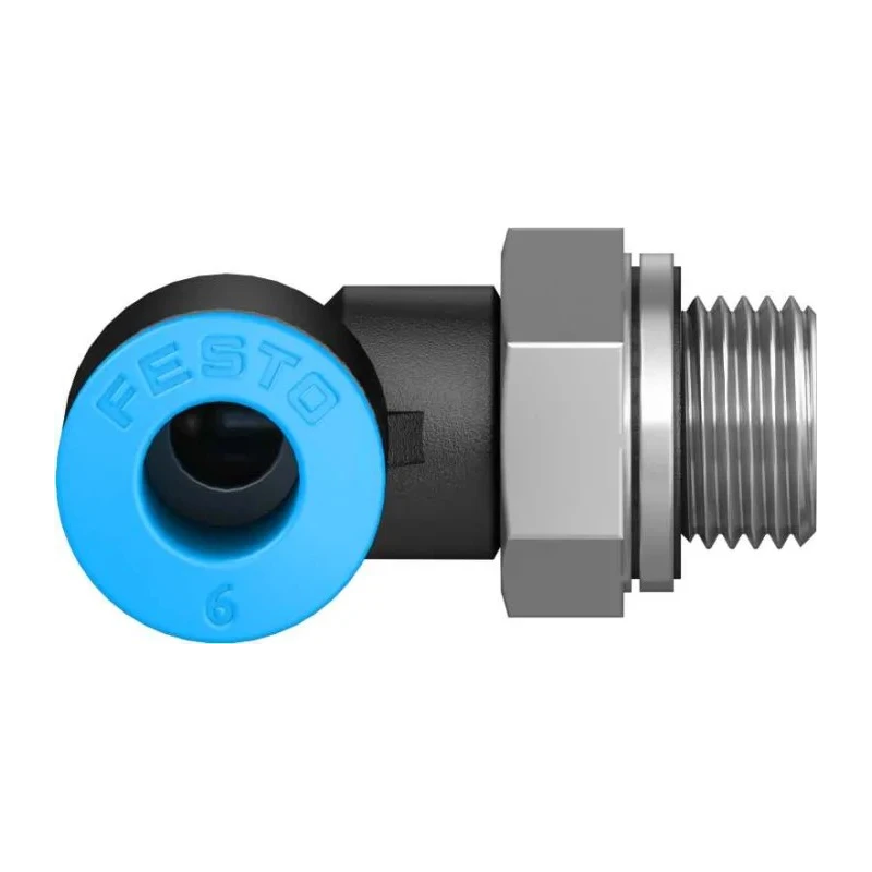Festo Nickel Plated Brass Pneumatic Fitting, Male, G 1/8 in Thread, 6mm Push-in Tube, QSL-G1/8-6