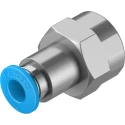 Festo Pneumatic Fitting 6mm Push-in Female 1/4 in G Thread Nickel Plated Brass QSF-1/4-6-B