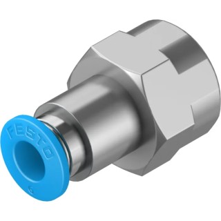 Festo Pneumatic Fitting 6mm Push-in Female 1/4 in G Thread Nickel Plated Brass QSF-1/4-6-B
