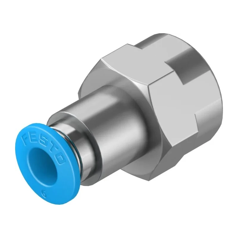 Festo Pneumatic Fitting 6mm Push-in Female 1/4 in G Thread Nickel Plated Brass QSF-1/4-6-B