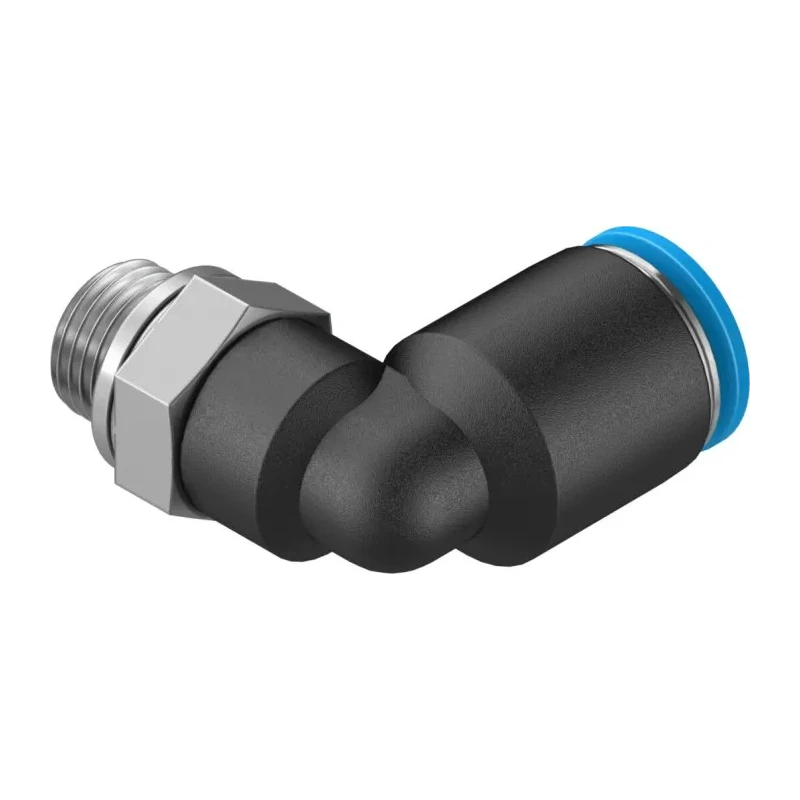 Festo Nickel Plated Brass Pneumatic Fitting Male G 1/8 in Thread to 8mm Push-in Tube 90° Elbow QSL-G1/8-8