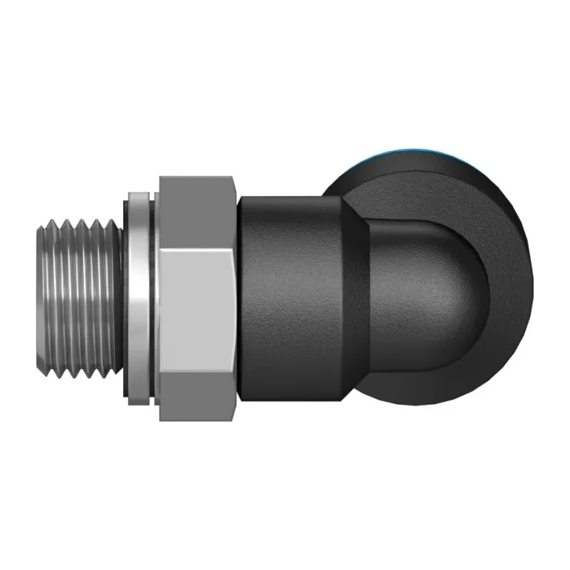 Festo Nickel Plated Brass Pneumatic Fitting Male G 1/8 in Thread to 8mm Push-in Tube 90° Elbow QSL-G1/8-8