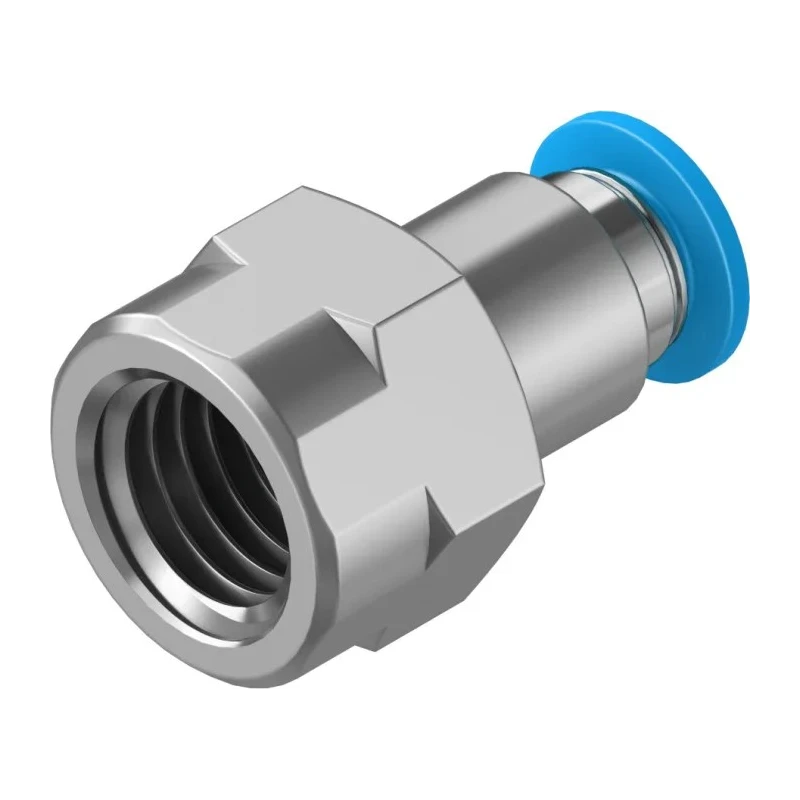 Festo Pneumatic Fitting 6mm Push-in Female 1/4 in G Thread Nickel Plated Brass QSF-1/4-6-B