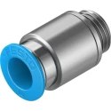 Festo Pneumatic Fitting Push-In 10mm Tube to Male G1/4 Threaded Brass Nickel Finish QS-G1/4-10-I