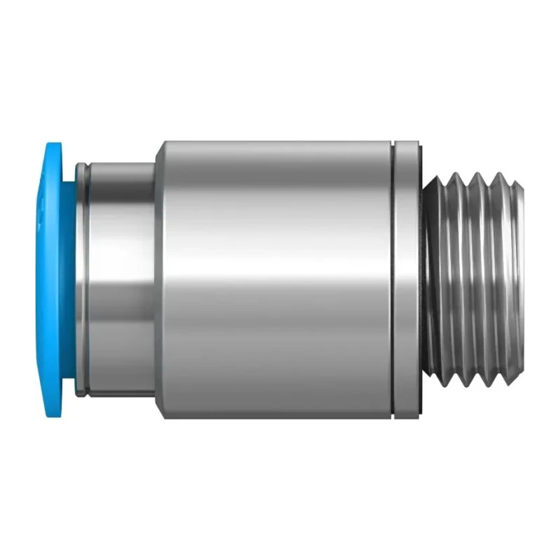 Festo Pneumatic Fitting Push-In 10mm Tube to Male G1/4 Threaded Brass Nickel Finish QS-G1/4-10-I