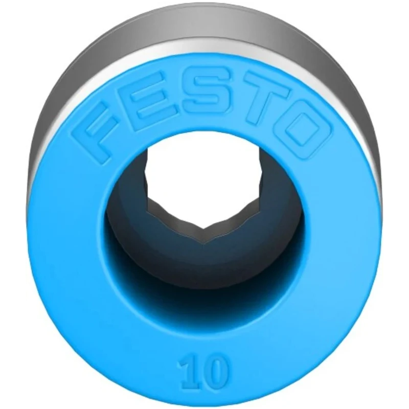 Festo Pneumatic Fitting Push-In 10mm Tube to Male G1/4 Threaded Brass Nickel Finish QS-G1/4-10-I