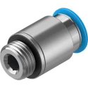 Festo Pneumatic Fitting Push-In 10mm Tube to Male G1/4 Threaded Brass Nickel Finish QS-G1/4-10-I