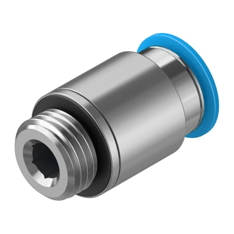 Festo Pneumatic Fitting Push-In 10mm Tube to Male G1/4 Threaded Brass Nickel Finish QS-G1/4-10-I