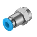 Festo Pneumatic Fitting Straight Threaded-to-Tube Adaptor Nickel-Plated Brass 6mm Push-in Female G1/8 14 bar QSF-1/8-6-B
