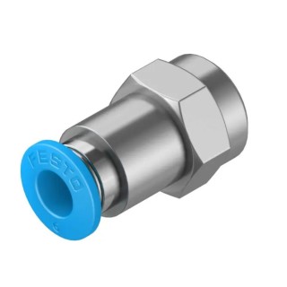 Festo Pneumatic Fitting Straight Threaded-to-Tube Adaptor Nickel-Plated Brass 6mm Push-in Female G1/8 14 bar QSF-1/8-6-B