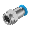 Festo Pneumatic Fitting Straight Threaded-to-Tube Adaptor Nickel-Plated Brass 6mm Push-in Female G1/8 14 bar QSF-1/8-6-B