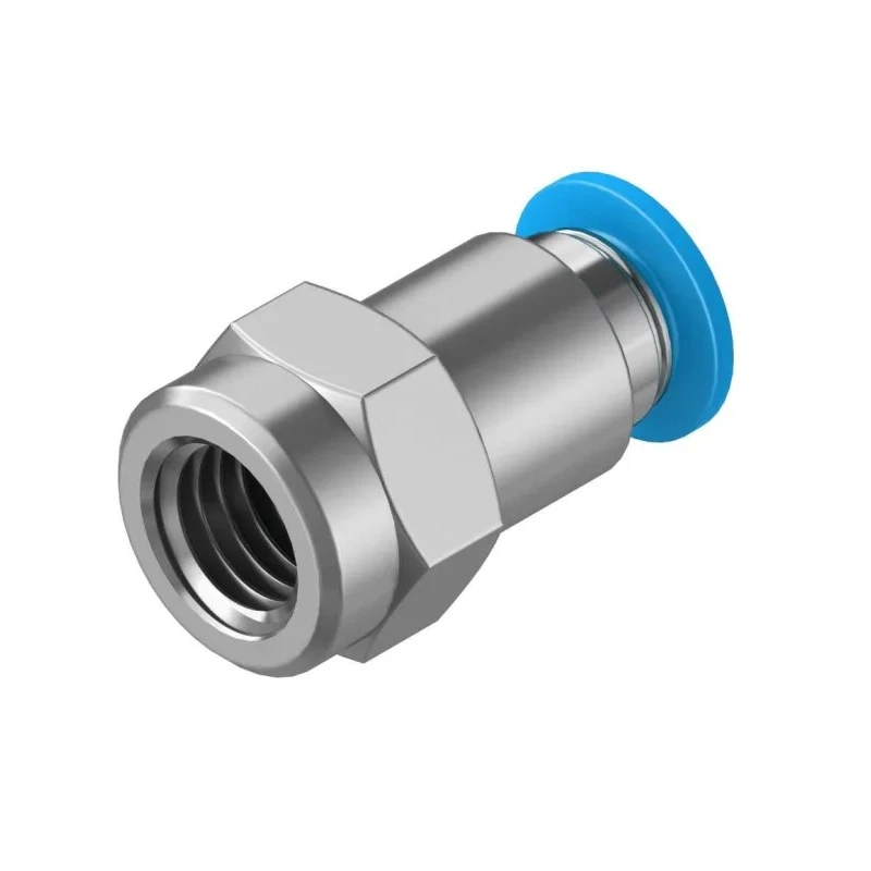 Festo Pneumatic Fitting Straight Threaded-to-Tube Adaptor Nickel-Plated Brass 6mm Push-in Female G1/8 14 bar QSF-1/8-6-B