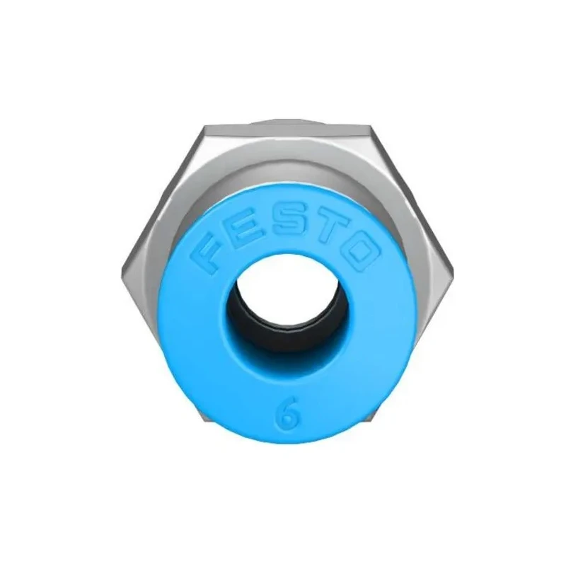 Festo Pneumatic Fitting Straight Threaded-to-Tube Adaptor Nickel-Plated Brass 6mm Push-in Female G1/8 14 bar QSF-1/8-6-B