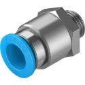 Festo Pneumatic Fitting QS Series 12mm Push-in Tube, Male G 1/4 Threaded Connection, Brass Nickel Finish QS-G1/4-12