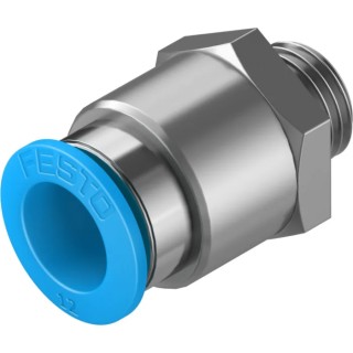 Festo Pneumatic Fitting QS Series 12mm Push-in Tube, Male G 1/4 Threaded Connection, Brass Nickel Finish QS-G1/4-12