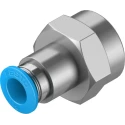 Festo Pneumatic Fitting Brass Nickel Finish Push-In Tube 8mm Female G Thread 3/8 in 14 bar QSF-3/8-8-B