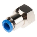 Festo Pneumatic Fitting Brass Nickel Finish Push-In Tube 8mm Female G Thread 3/8 in 14 bar QSF-3/8-8-B