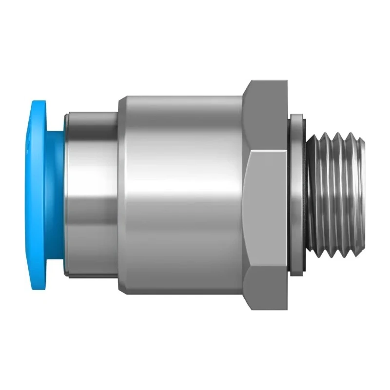 Festo Pneumatic Fitting QS Series 12mm Push-in Tube, Male G 1/4 Threaded Connection, Brass Nickel Finish QS-G1/4-12