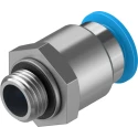 Festo Pneumatic Fitting QS Series 12mm Push-in Tube, Male G 1/4 Threaded Connection, Brass Nickel Finish QS-G1/4-12