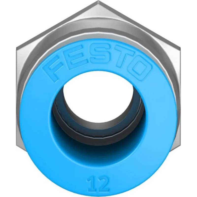 Festo Pneumatic Fitting QS Series 12mm Push-in Tube, Male G 1/4 Threaded Connection, Brass Nickel Finish QS-G1/4-12