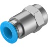 Festo Pneumatic Fitting 8mm Push-in Female Threaded-to-Tube, 1/8 in G Thread, Brass Nickel Finish QSF-1/8-8-B