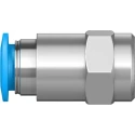 Festo Pneumatic Fitting 8mm Push-in Female Threaded-to-Tube, 1/8 in G Thread, Brass Nickel Finish QSF-1/8-8-B