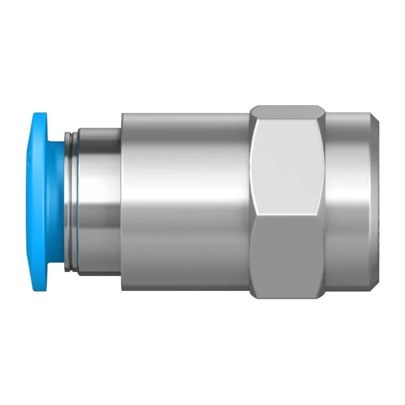 Festo Pneumatic Fitting 8mm Push-in Female Threaded-to-Tube, 1/8 in G Thread, Brass Nickel Finish QSF-1/8-8-B
