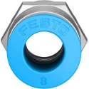 Festo Pneumatic Fitting 8mm Push-in Female Threaded-to-Tube, 1/8 in G Thread, Brass Nickel Finish QSF-1/8-8-B