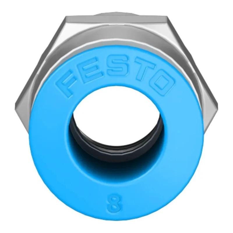 Festo Pneumatic Fitting 8mm Push-in Female Threaded-to-Tube, 1/8 in G Thread, Brass Nickel Finish QSF-1/8-8-B