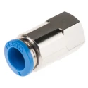 Festo Pneumatic Fitting 8mm Push-in Female Threaded-to-Tube, 1/8 in G Thread, Brass Nickel Finish QSF-1/8-8-B