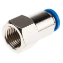 Festo Pneumatic Fitting QSF Series Brass 8mm Push-In, Female G 1/4 Threaded-to-Tube Nickel Finish QSF-1/4-8-B