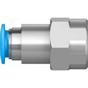 Festo Pneumatic Fitting QSF Series Brass 8mm Push-In, Female G 1/4 Threaded-to-Tube Nickel Finish QSF-1/4-8-B