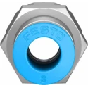 Festo Pneumatic Fitting QSF Series Brass 8mm Push-In, Female G 1/4 Threaded-to-Tube Nickel Finish QSF-1/4-8-B
