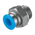 Festo Pneumatic Fitting Brass 8mm Push-in Tube, 1/4 in G Male Thread, Nickel Finish QS-G1/4-8-I