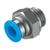 Festo Pneumatic Fitting Brass 8mm Push-in Tube, 1/4 in G Male Thread, Nickel Finish QS-G1/4-8-I
