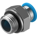 Festo Pneumatic Fitting Brass 8mm Push-in Tube, 1/4 in G Male Thread, Nickel Finish QS-G1/4-8-I
