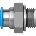 Festo Pneumatic Fitting Brass 8mm Push-in Tube, 1/4 in G Male Thread, Nickel Finish QS-G1/4-8-I