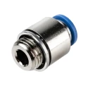 Festo Pneumatic Fitting Brass 8mm Push-in Tube, 1/4 in G Male Thread, Nickel Finish QS-G1/4-8-I