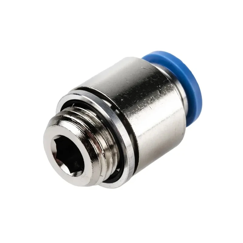 Festo Pneumatic Fitting Brass 8mm Push-in Tube, 1/4 in G Male Thread, Nickel Finish QS-G1/4-8-I