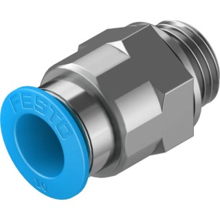 Festo Pneumatic Fitting QS Series 10mm Push-in Tube, Male G1/4 Thread, Brass Nickel Finish QS-G1/4-10