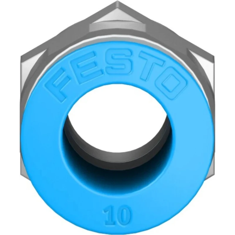 Festo Pneumatic Fitting QS Series 10mm Push-in Tube, Male G1/4 Thread, Brass Nickel Finish QS-G1/4-10