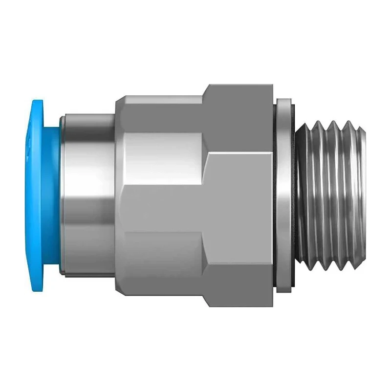 Festo Pneumatic Fitting QS Series 10mm Push-in Tube, Male G1/4 Thread, Brass Nickel Finish QS-G1/4-10