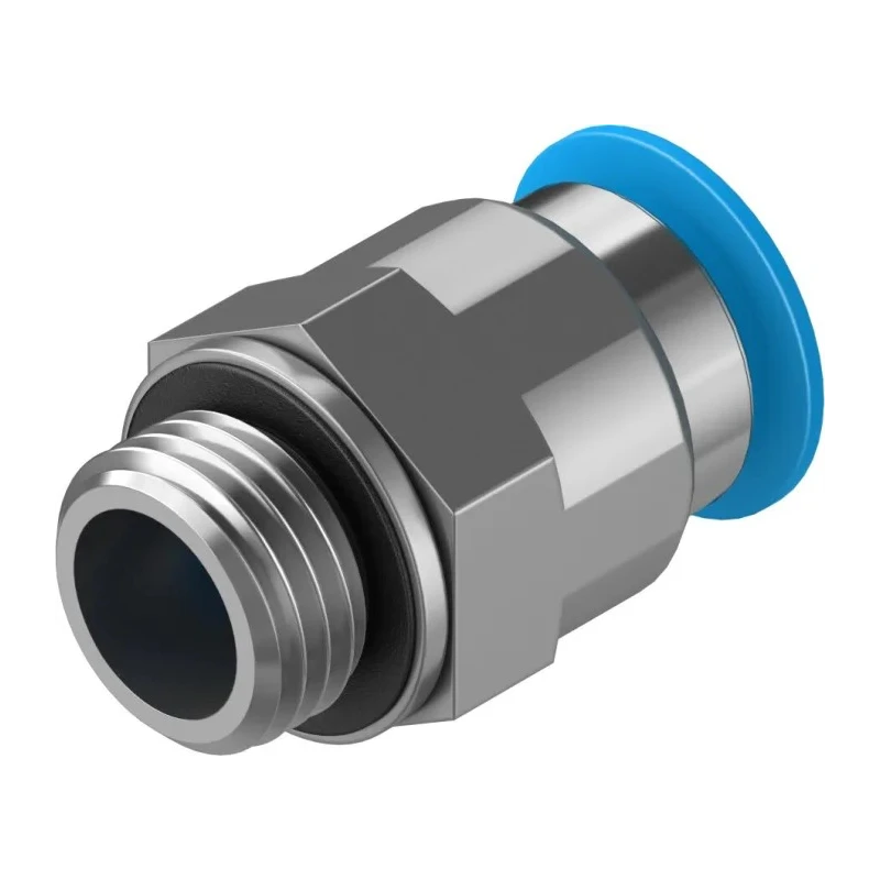 Festo Pneumatic Fitting QS Series 10mm Push-in Tube, Male G1/4 Thread, Brass Nickel Finish QS-G1/4-10