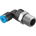 Festo Nickel Plated Brass Pneumatic Fitting Male R 1/4 in Thread, Push-in 4mm Tube Connection, 90° Elbow QSL-1/4-4