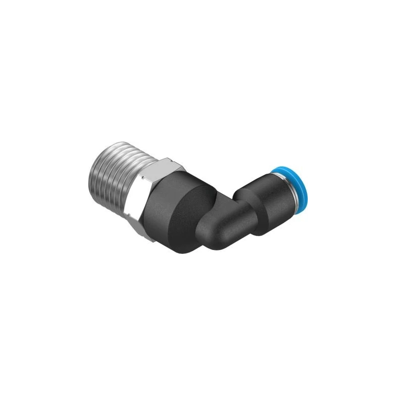 Festo Nickel Plated Brass Pneumatic Fitting Male R 1/4 in Thread, Push-in 4mm Tube Connection, 90° Elbow QSL-1/4-4